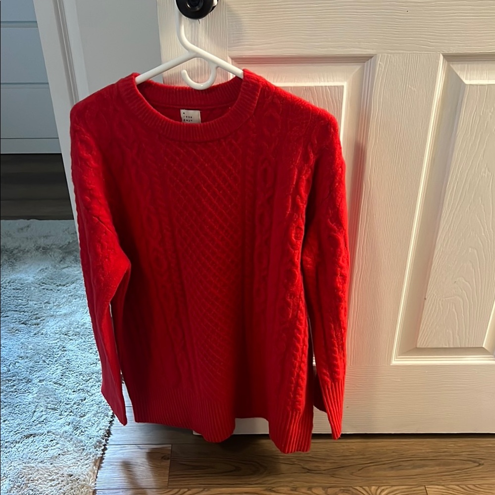 a new day Red Crewneck Sweater Cozy Knit